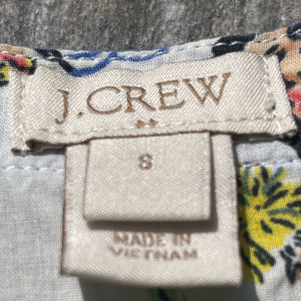 J. Crew White Hawaiian Print Tunic with Blue Trim - Picture 7 of 9
